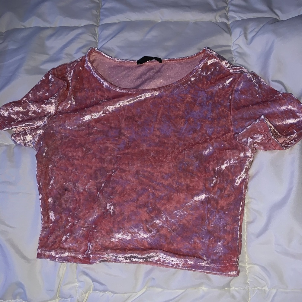 pink velvet crop top